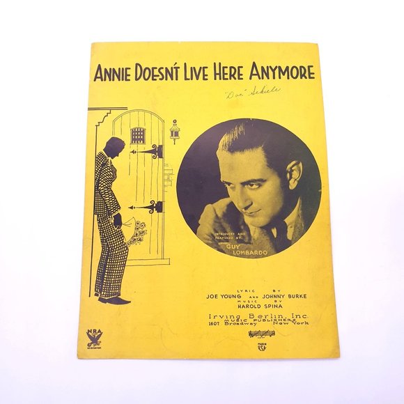 Irving Berlin Inc Other - Vintage Sheet Music Annie Doesn't Live Here Anymore 1933 Young Burke Spina